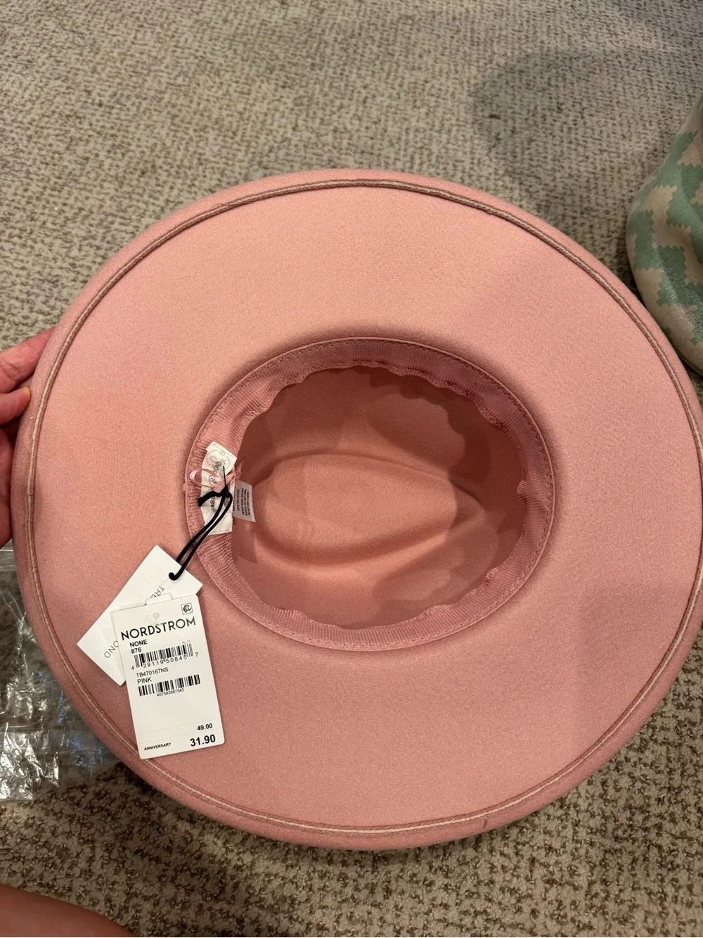 Treasure & Bond Women's Wide-Brim Pink Felt Rancher Hat Adjustable Fit